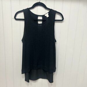 Womens black medium JCrew sleeveless blouse with a fun layer under